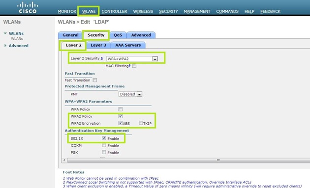 WLC - Configurando a criptografia