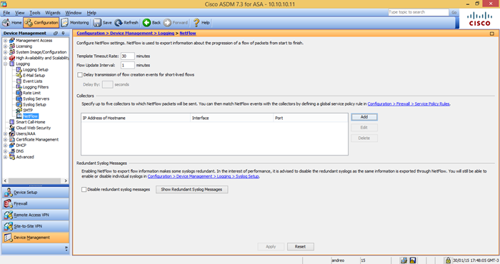 Netflow no ASA
