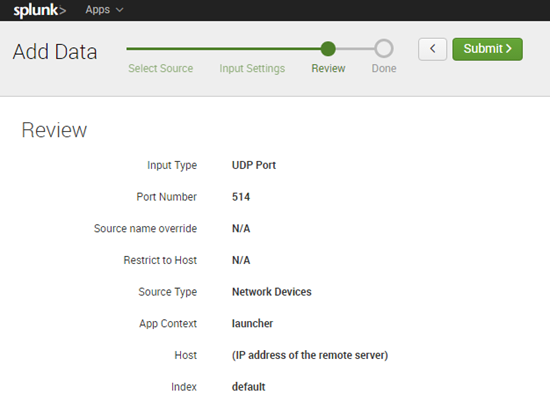 Splunk Data Input
