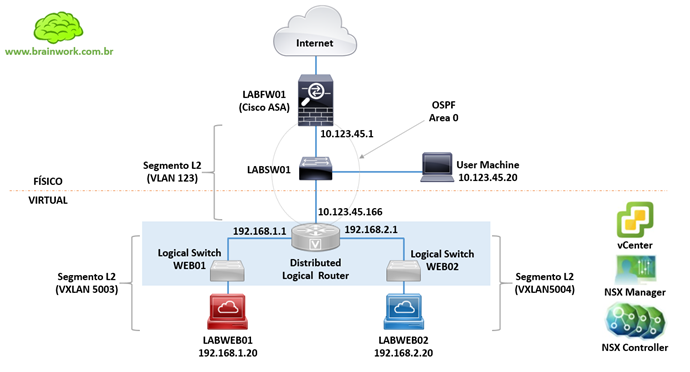 Topologia NSX Logical Switch e DLR
