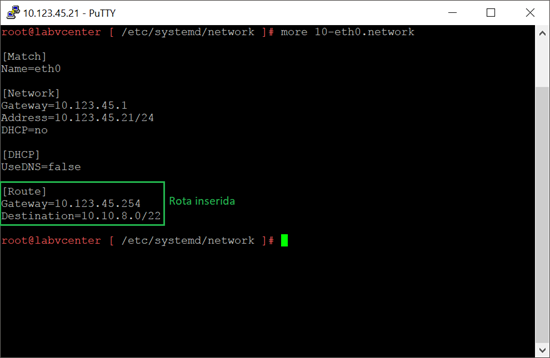 Rota no VCSA 6.5