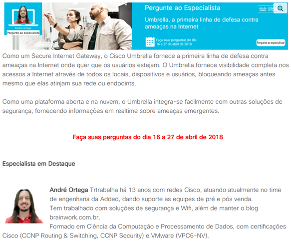 Pergunte ao Especialista - Umbrella