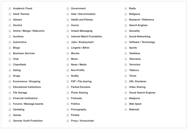 Umbrella - Categories