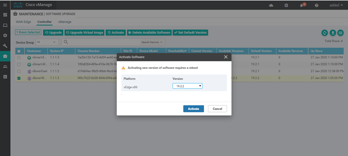 Upgrade vManage