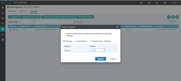 Upgrade vManage