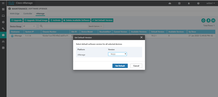 Upgrade vManage