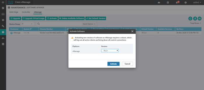 Upgrade vManage