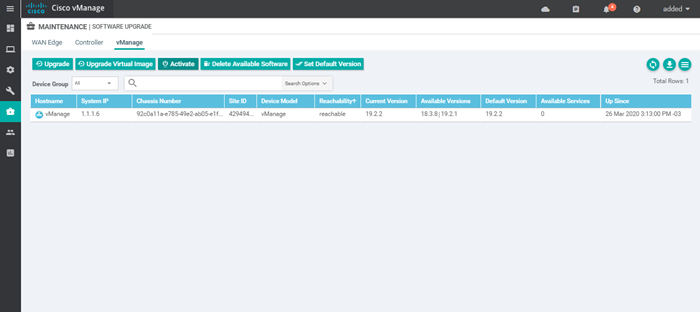 Upgrade vManage