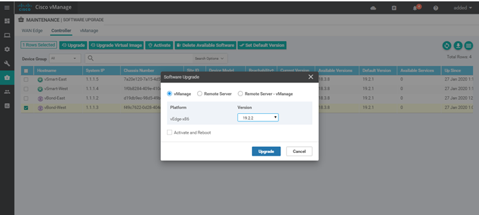 Upgrade vManage