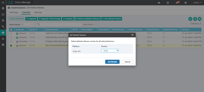 Upgrade vManage