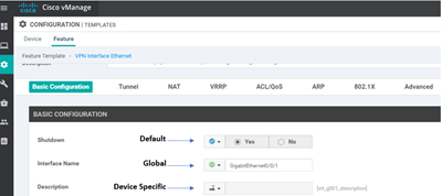 Default Global e Device Specific