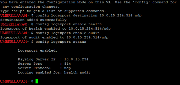 Config Syslog Umbrella VA