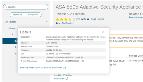 ASA5505 MD5 Checksum